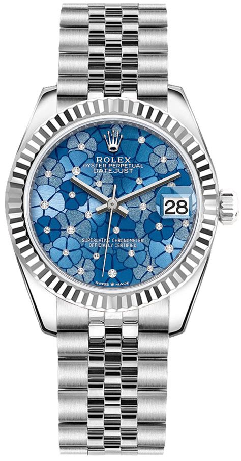 rolex damen silber blau|Rolex Lady.